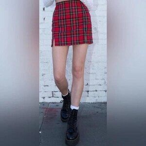 Brandy Melville John Galt CARA Mini Skirt Plaid Red